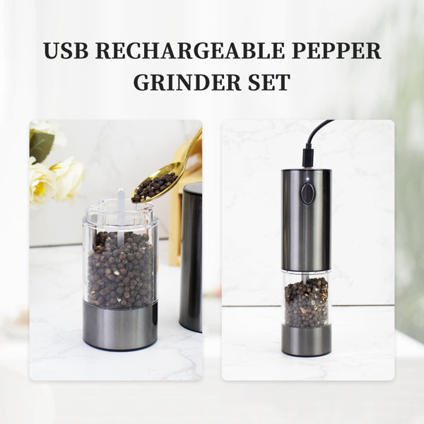2-Piece Electric Salt and Pepper Grinder Set – Adjustable Automatic Spice Mills
